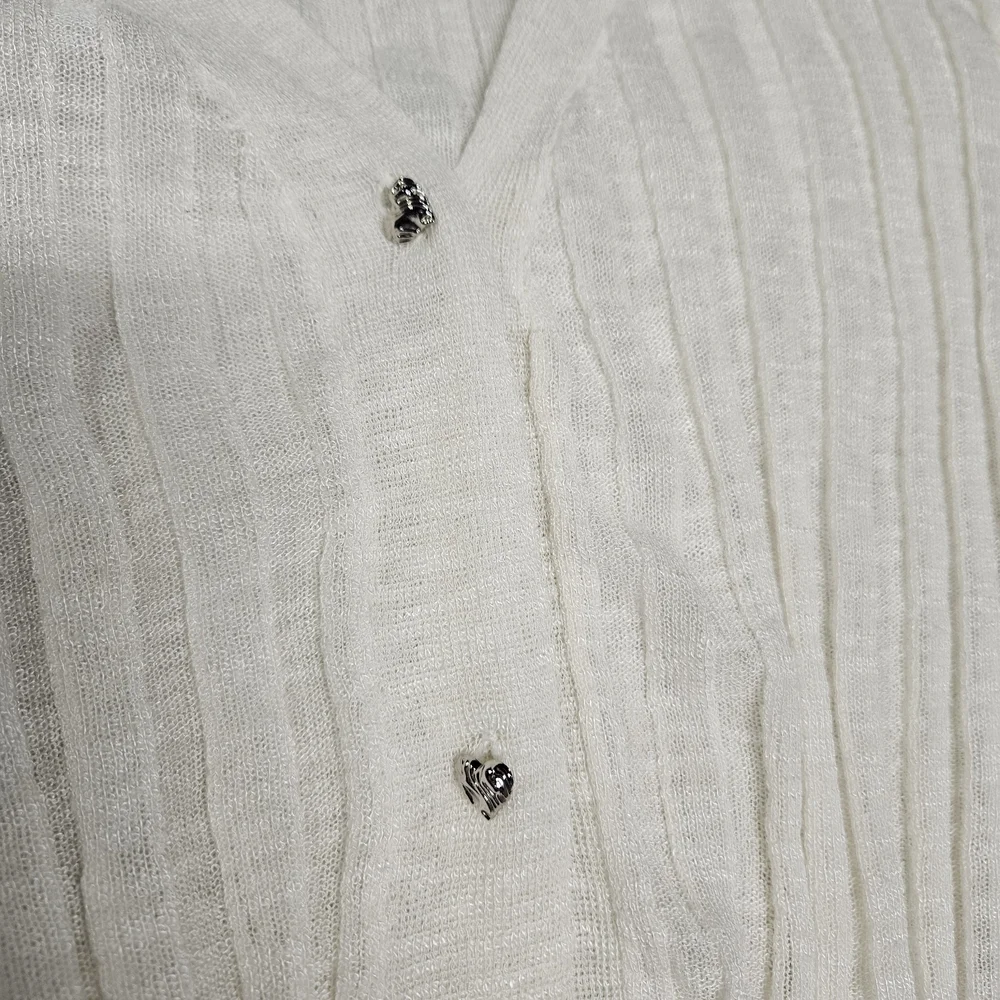 White Ribbed Cardigan - Picture 3 of 4